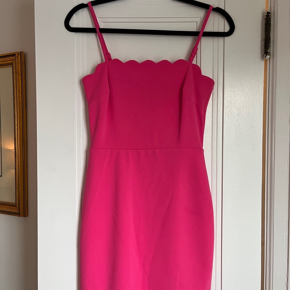 City Studio Hot Pink Scalloped Mini Dress